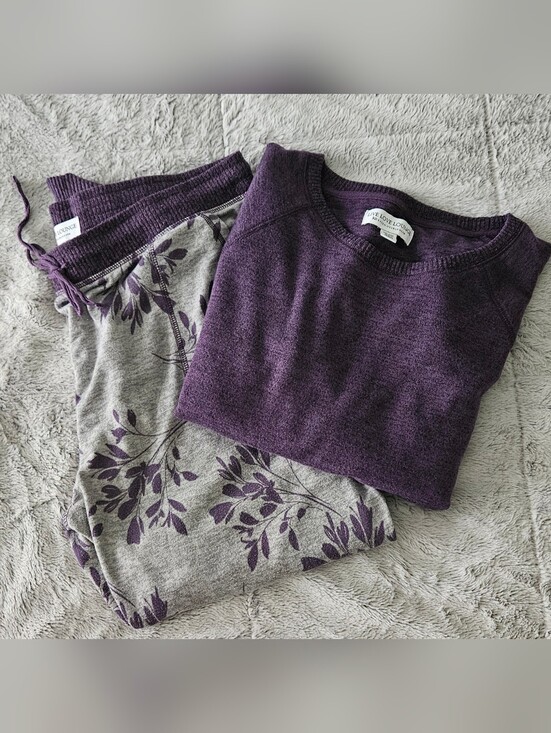 Karen Neuburger Sweaters - Live Love Lounge Pajama Set XXL Purple Floral Soft Cozy Knit Sleepwear set